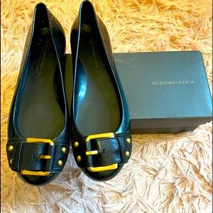 💕Auth💕 BCBG Maxazria Black Rubber Jelly Buckle Ballet Flats